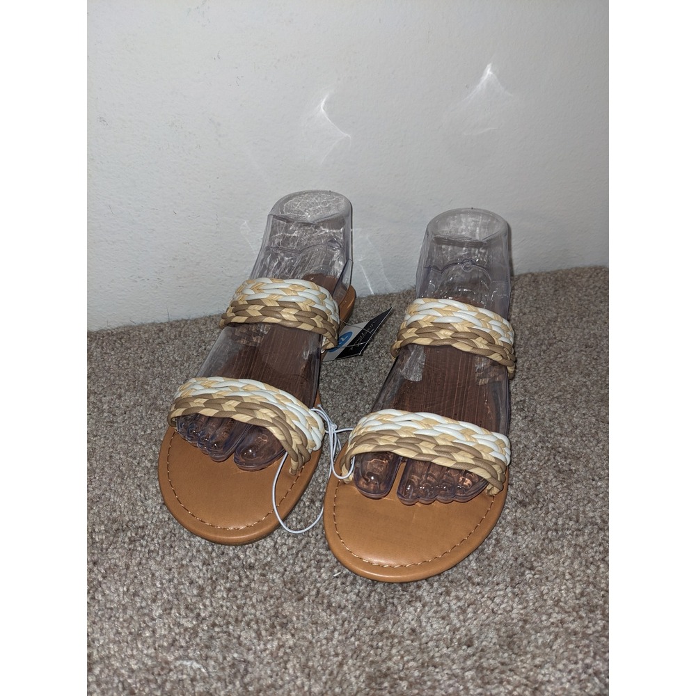 Universal Thread Woven Strap Sandals - Tan Beige Slides - Size 7.5 NEW